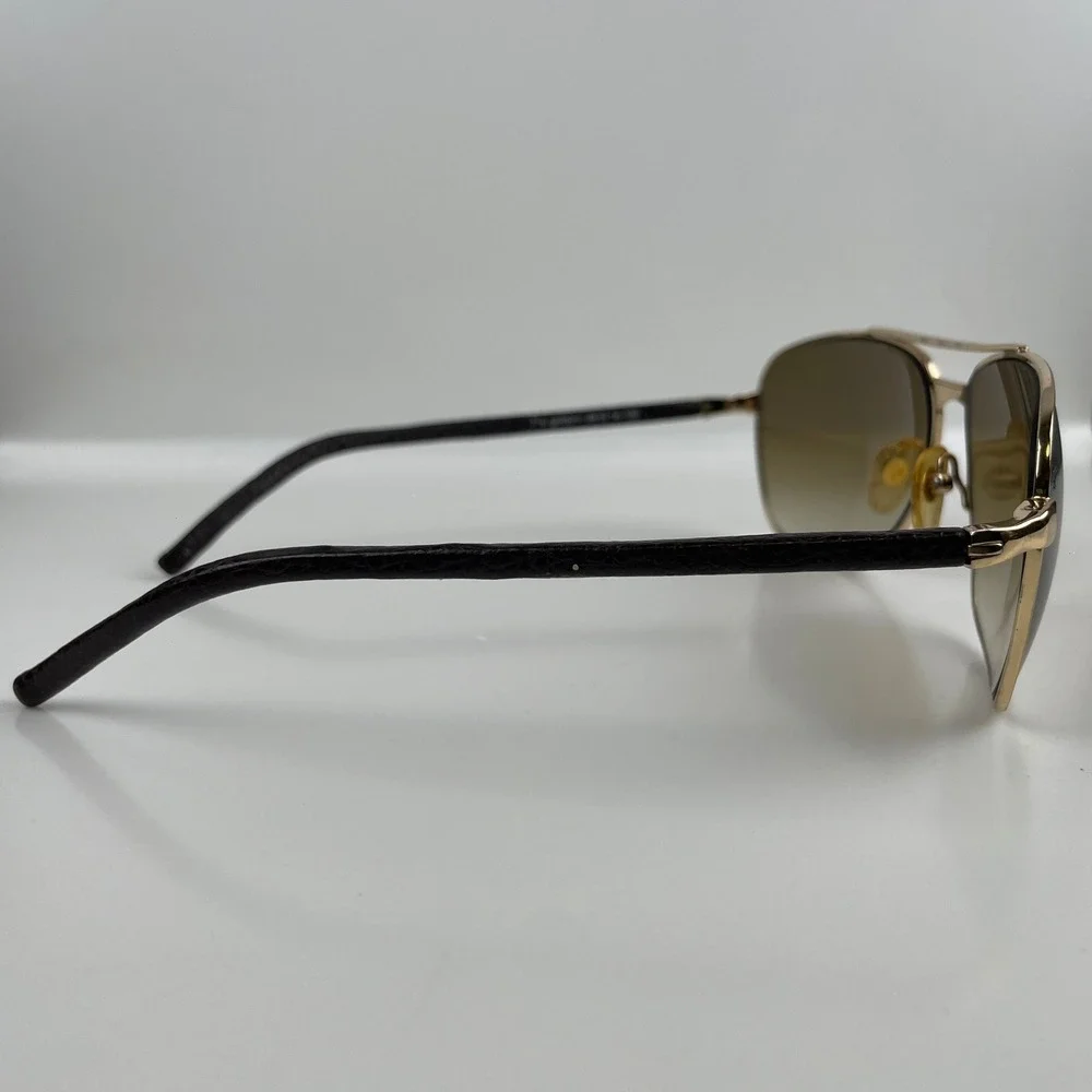 Modern Amusement Aviator Sunglasses Gradient 7s Gold/Brown Leather Y2K 59-14-130